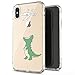 JAHOLAN iPhone X Case iPhone Xs Amusing Whimsical Design Clear Bumper TPU Soft Case Rubber Silicone Cover Phone Case for iPhone X iPhone Xs - Green Hungry Dinosaur