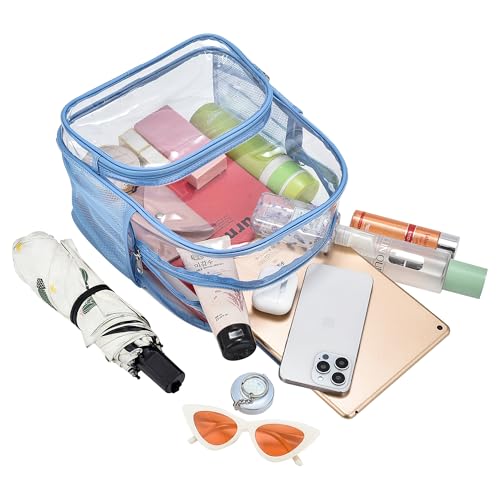 Image of Busiuw Clear Backpack for Stadium Events 12x12x6 with Front Pocket for Concert Sport Fashion Women Backpack Events Work Travel(Sky blue)