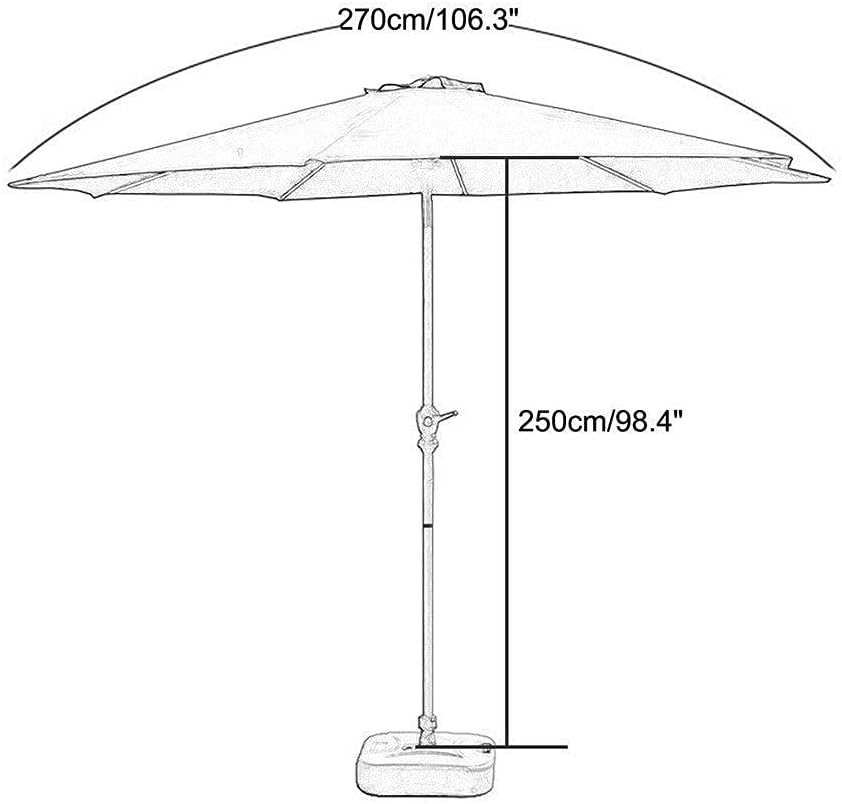 Parasol Umbrella Back Room Patio Umbrella, Rust-Free Aluminum Pole and 8 Sturdy Ribs for Garden Lawn, 9ft Large Umbrella, Vibrant Green