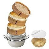 滴水製作所 杉 セイロ 21cm 直火・IH 蒸篭専用鍋セット 本体 2個 蓋１個 保護輪１個 蒸し板１個 セイロ専用用紙30枚付（ 平面型20枚、タルト型10枚 ）_TMTS-SN-2121 蒸篭 受け台 業務用 せいろ 蒸し器