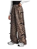 WDIRARA Girl's Bow Side Waist Track Pants Cute Wide Leg Trousers Black Coffee Brown 8Y