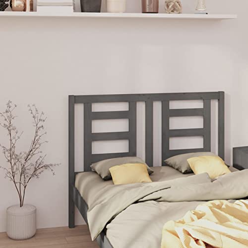 Norheim Cabecero de madera para cabecero de cama, tapizado, parte posterior de la cama, cabecero fijo gris, 146 x 4 x 100 cm, madera maciza de pino