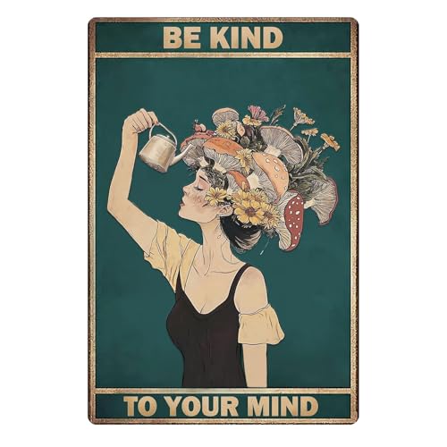 Muorruo "Be Kind to Your Mind Vintage-Bildposter, Hippie-Boho-Wandkunst, Vintage Poster, Ermutigungsgeschenke für Frauen, Heimbüro, Schlafzimmer, Wohnzimmer, Wanddekoration, Stil 1