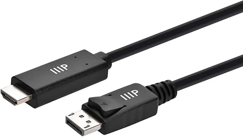Monoprice Cable DisplayPort 1.4 a HDMI 8K - 8K a 60Hz, ancho de banda de hasta 32.4 Gbps, 32 AWG, 10 pies, color negro