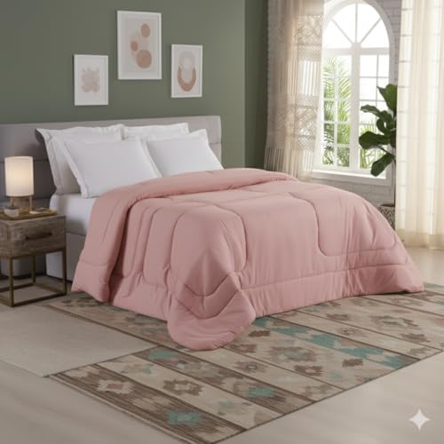 Edredom Dupla Face Liso Micropercal 400 Fios - Super Macio - Alta Durabilidade (Rose, King)