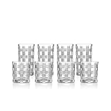 klink LONDON Fulham Crystal Glass Set – 8 Piece Lead-Free Crystal Drinking Glasses, 4 Tumblers & 4 Highballs, Linear Cut Modern Cocktail Whisky Water Glasses, Dishwasher Safe