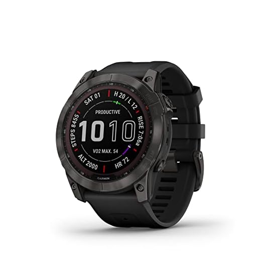 Garmin 010-02541-10 Fenix 7X Sapphire, smartwatch de aventura maior, recursos de carregamento solar, relógio GPS externo robusto, tela sensível ao toque, recursos de bem-estar, titânio DLC cinza carbono com pulseira preta