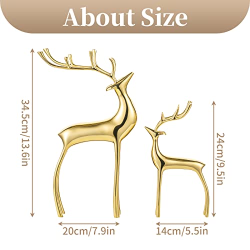 Sziqiqi YSJZ1209 Reindeer Figurine Statues Deluxe Set Of 2, Christmas Deer Pure Copper Heavy Reindeer Ornaments thumb #4