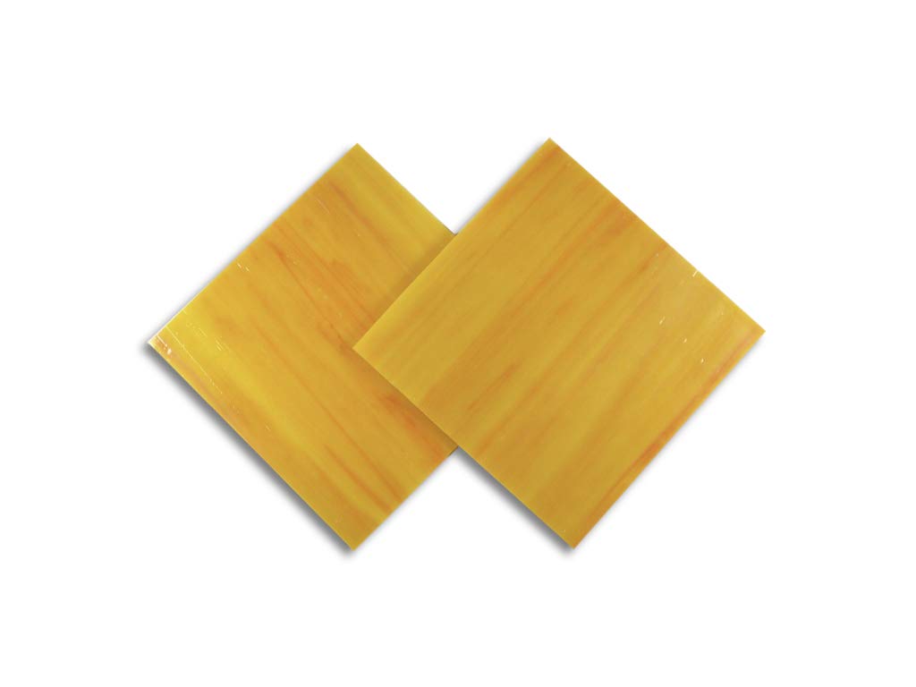 Stained Glass from Sai Mosaic Art, 2 Pc of 4"x4" for Mosaic Work Yellow-Orange