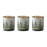 Melrose Pine Tree Mercury Glass Votive Christmas Candle Holders - 3