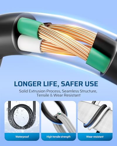 DEWENWILS 25FT Total (7’+6’*3) Extension Cord 1 to 3 Splitter, Black - image 5