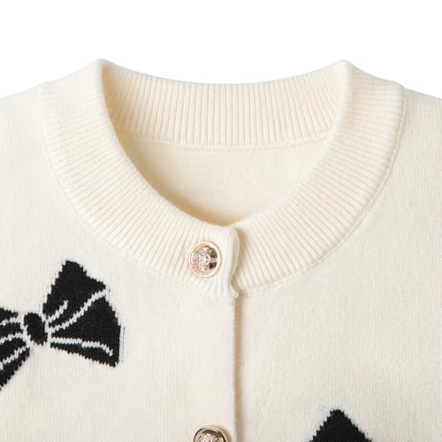 Danny D Girl' s Bow Crew Neck Cardigan Sweaters Children Long Sleeve Knitted Sweater3
