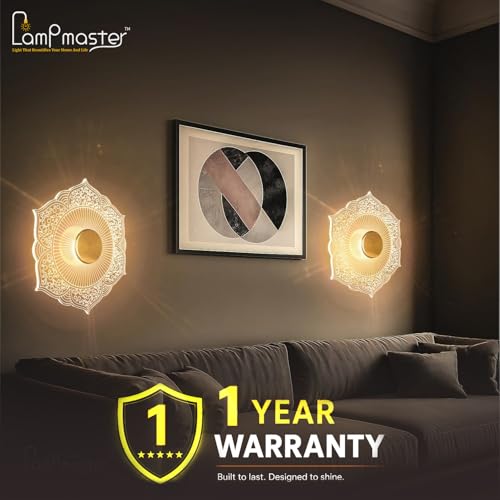 Image of Lamp master Florenza 3-in-1 LED Wall & Ceiling Light | Decorative Gold Mandala Lamp | Elegant Wall Sconce for Bedroom, Living Room, Hallway, Gallery | 1 Year Warranty