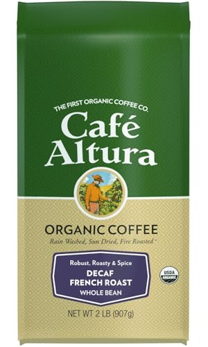 Cafe Altura Whole Bean Organic Coffee, French Roast Decaf, 2 lb Bag