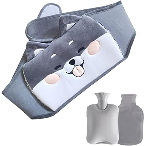 Hot Water Bottle with Waist Belt, 1000ml Hot Water Pouch with Plush Cover Soft, Used for Relieve Pain and Warmth, Foot, Shoulders, Legs, Hand Warmer, Menstrual Cramps Cover