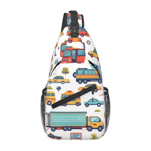 Morrales tipo Sling con estampado de autos para hombre y mujer miniatura 1