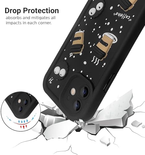 Image of SHINESTAR Back Cover for iPhone 11 - 3D Cartoon Coffee & Eyes Design | Soft Silicone Shockproof Case with Full Camera Protection | Cute & Playful Phone Cover - Black