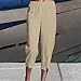 AKTCVVJ Women's Capri Pants Elastic Waist Cotton Linen Capris Casual Outdoor Capri Pant Summer Vacation Capris Wwith Pockets Khaki