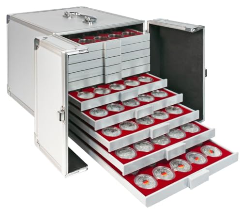 Maletín de monedas de aluminio LINDNER MB 10 acabado premium de coleccionista 3