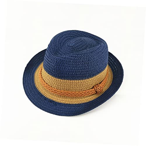 Beaupretty Unisex Boys and Girls Straw Sun Hat for Spring Beach Short Brim Sun Cap Stylish Khaki Straw Hat for Boys and Girls4