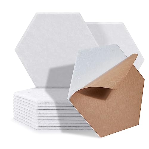 FIVOVO Insonorización Acústica Pared Autoadhesivo, 12 Piezas Placas Paneles Acústicos Hexagonales para Decoración de Paredes y Tratamiento Acústico, Panel Acústico Decorativo (30x26x1cm).