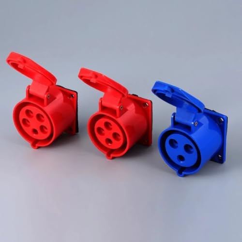 Plug industrial IP44 de pared para corriente de 220V a 415V con toma de 4 pines y 32A 5
