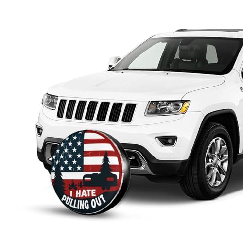 Image of Universal Fit Spare Tire Cover for RV, SUV, and Camper Trailers - Weatherproof Wheel Protector, I Hate Pulling Out Decorative Camper Spare Tire Cover 15 in