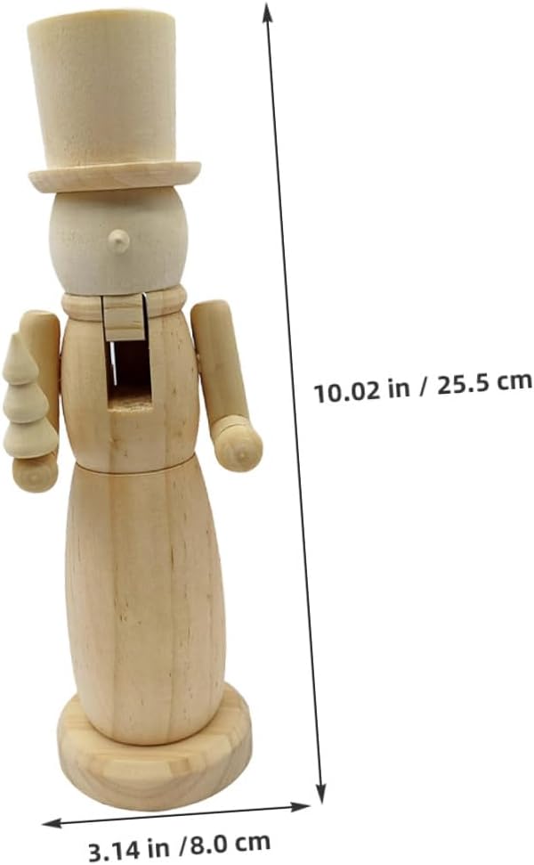DIY Wooden Nutcracker Soldier Figurine Blank Traditional Nutcracker Ornament for Crafts Christmas Desktop Decoration