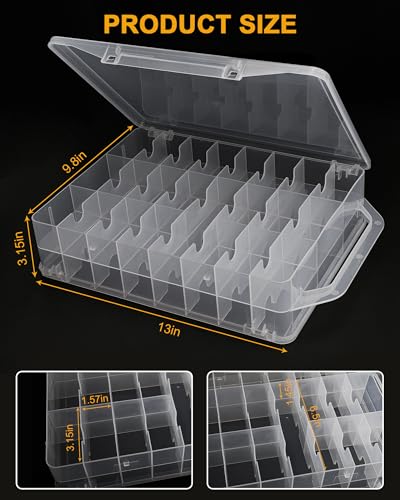 Image of Double Sided Thread Storage 46 Grid Sewing Thread Organizer, Portable Thread Box Clear Organizer Boxes for Embroidery Sewing Threads, Spools, Floss and Other Small Items