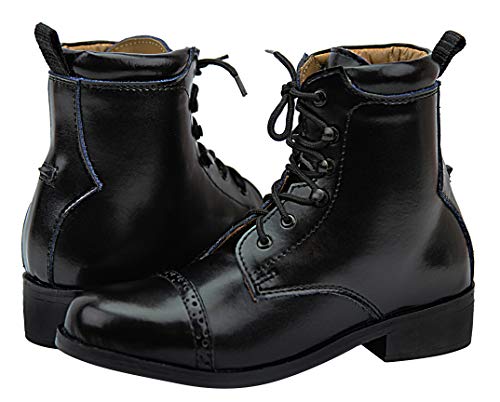 Kids Children Challenger Laced Paddock English Horse Riding Leather Boots