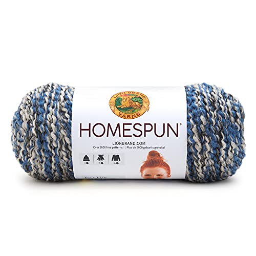 Image of (1 Skein) Lion Brand Yarn Homespun Bulky Yarn, Blue Moon