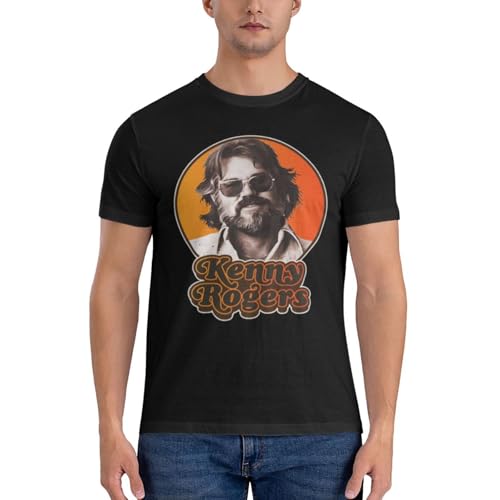 Kenny Music Rogers Shirt Men's Cotton Fashion Casual Short Sleeve T-Shirt Trend Cool Custom T-Shirt Top Black