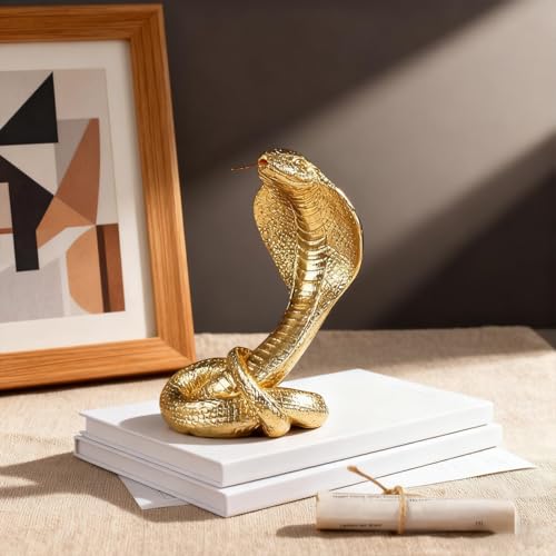 Estatua de Cobra Dorada Majestuosa para Decoración miniatura 2