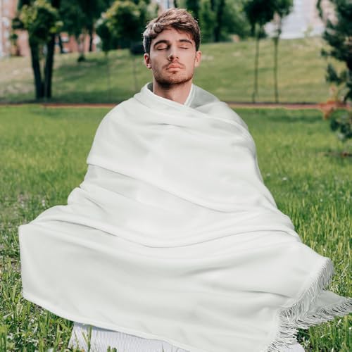 Shihanee Oversize Meditation Wrap Shawl Blanket 96'' x 53'' Large Soft Prayer Scarf Stole for Yoga Meditation Retreats Travel Men Women3