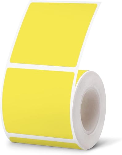 Cinta para etiquetadora de 1.97 x 1.97 pulgadas (1.969 x 1.969 in), etiqueta amarilla térmica, impermeable, para organización de oficina en casa,