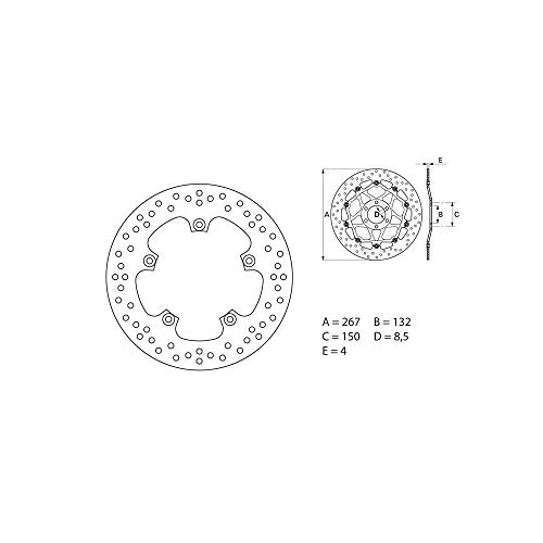 Disque de frein Brembo Oro rond fixe avec usinage italien de précision