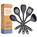 StarPack Premium Silicone Kitchen Utensil Set (5 Piece Set, 10.5") - High Heat Resistant to 600°F, Hygienic One Piece Design Spatulas, Serving and Mixing Spoons (Gray Black)