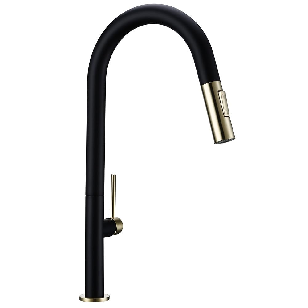 Robinet de cuisine en laiton noir et or pour îlot central
