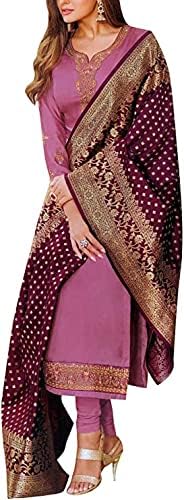 Indiano Pakistano Etnico Indossare Pantaloni Pantaloni Abiti Designer Pronto da Indossare Cotone Salwar Kameez Dress, Rosa, 56