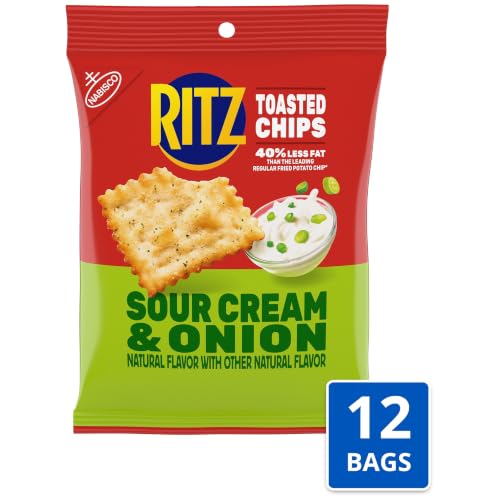 RITZ Toasted Chips Sour Cream and Onion Crackers, 12 Snack Packs - image 3
