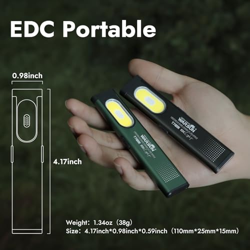 WARSUN T7 Flat Rechargeable Flashlight, Slim Pocket LED EDC Light with Clip and Magnetic Base, Small Thin Handheld Flashlight for Night Walking, Emergency, Car Repair, USB C Charging — view 2