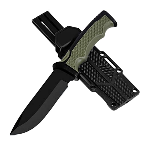 générique Couteau de survie -grande lame fixe 10,5cm-poignée antidérapante-kaki
