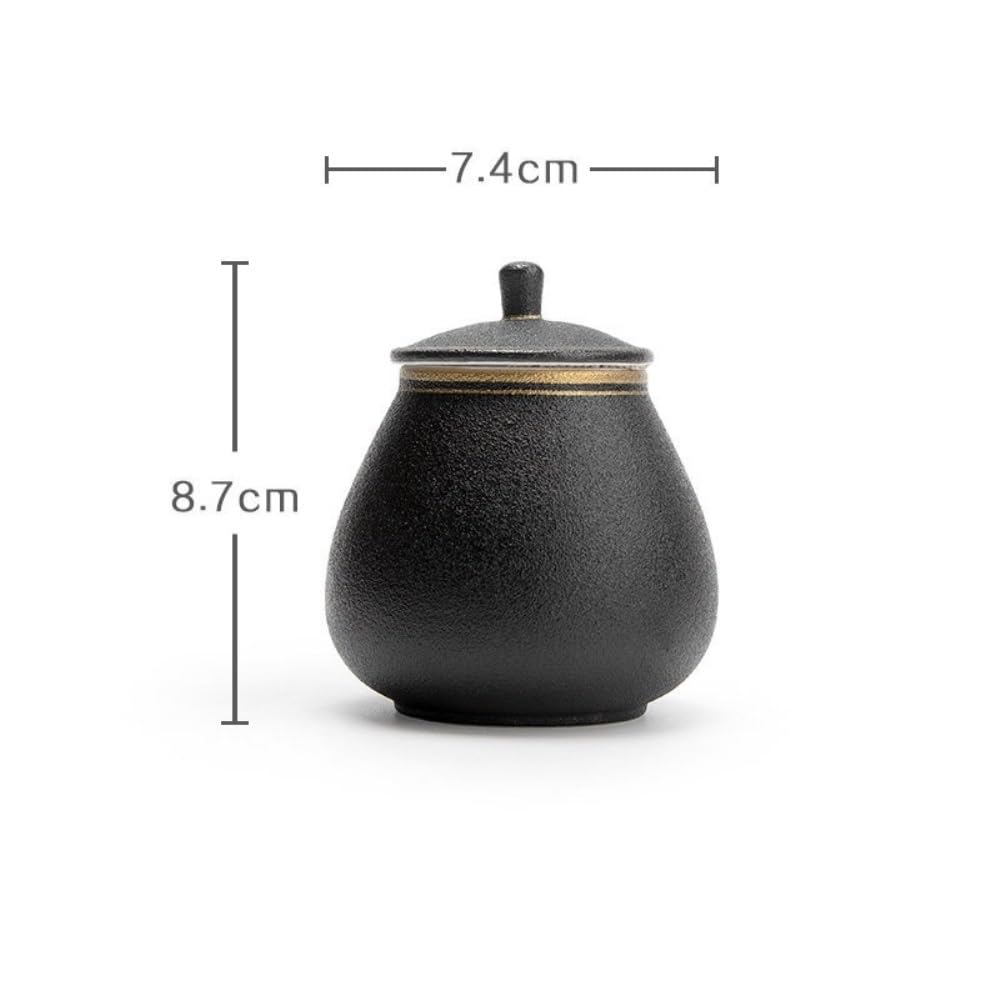 LAPADULA Pojemnik na herbatę czarna ceramika luzem pojemnik do przechowywania herbaty słoik złoty malowany herbata zamknięty słoik ceramiczny duży retro dom chiński zestaw do herbaty słoik do