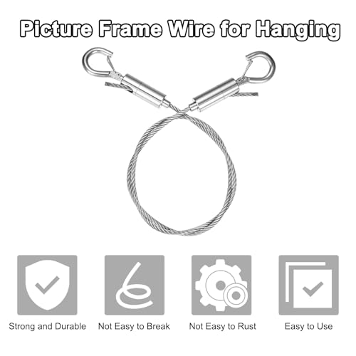 Image of M METERXITY 1-Pack Adjustable Picture Hanging Wire Kit, 0.5mx3mm Mirror Hanging Wire, Holds Up to 661lbs(300kg) 1.6FT Picture Frame Wire for Billboards /Basket /Flowerpot