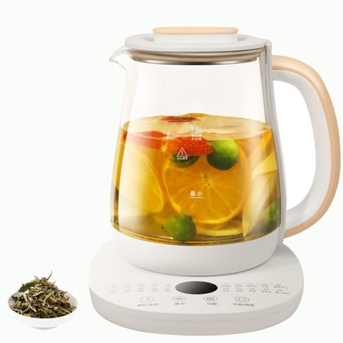Hervidor Eléctrico de Vidrio de 1,8 L, Olla Saludable Multifuncional con Agua Caliente Hirviendo, Tetera Doméstica Para Elaboración de Hierbas y Cuidado Funcional