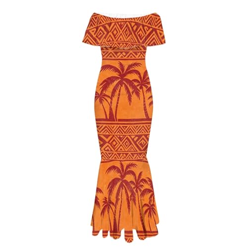 Image of Polynesian for Women S-7XL Off Shoulder Maxi Dress Hawaiian Summer Dresses
