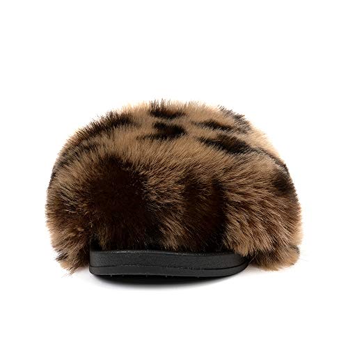FUNKYMONKEY Women's Slides Faux Fur Cute Slip On Fuzzy Slippers Comfort Flat Sandals3