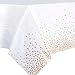 2pcs (137x270cm) Tovaglia Rettangolare Plastificata Impermeabile Copritavolo con Pois Dorati Tavolo per Decorazione Casa Cucina Feste Natalizia Battesimo Compleanno Party Tavola