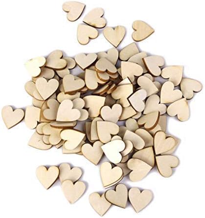 WedDecor 100pcs Wooden Heart 4cm Plain Decorative Slice Embellishments for Arts & Craft, Wedding, Christmas, Card Making, Home Décor, Scrapbooking, DIY Projects