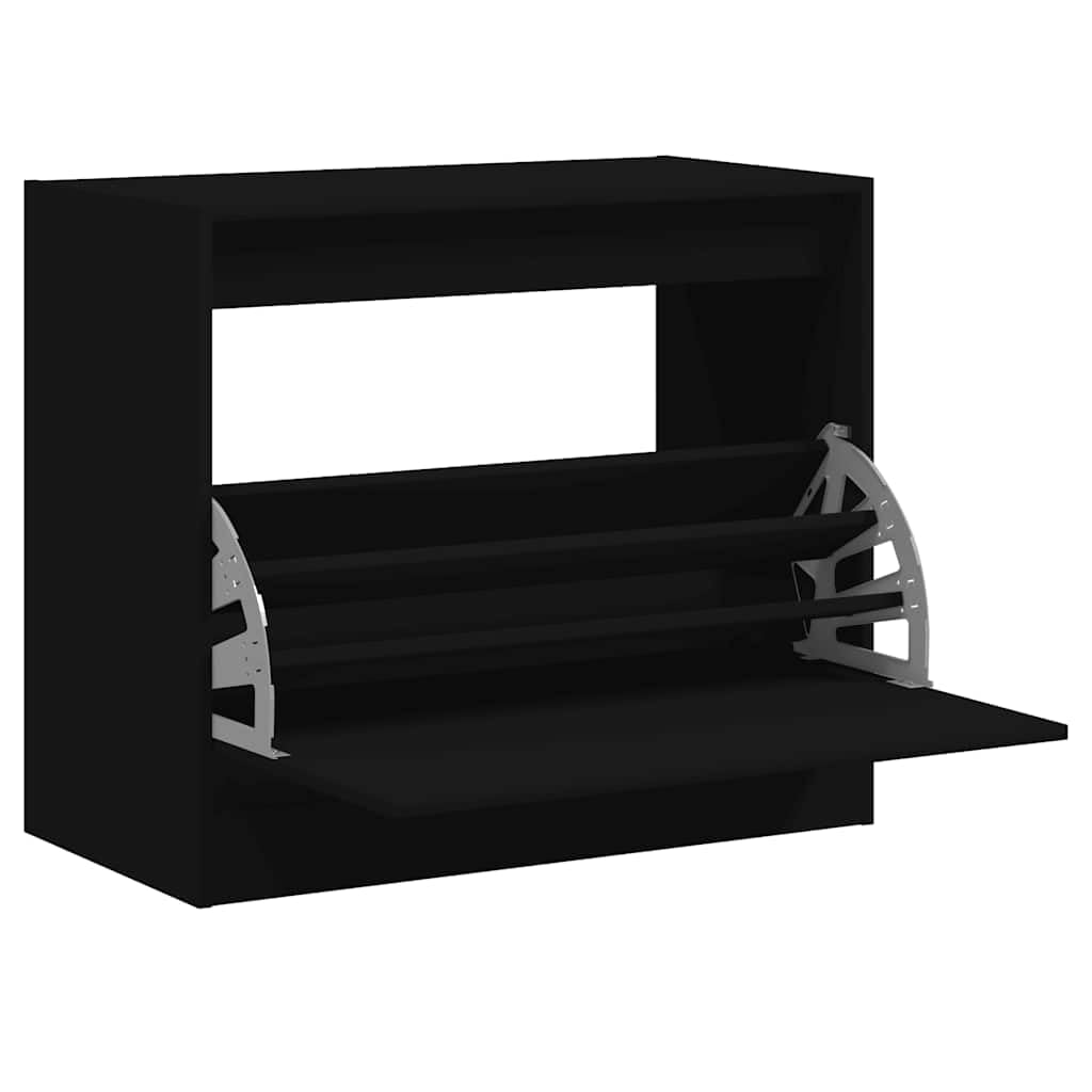 Armoire à chaussures noire - 80 x 42 x 69 cm - En bois
